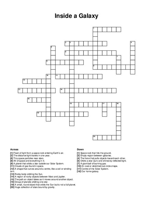 Inside a Galaxy Crossword Puzzle