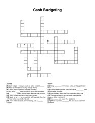 Cash Budgeting Crossword Puzzle