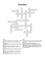 Patriotism Crossword Puzzle