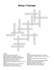 Being a Teenager Crossword Puzzle