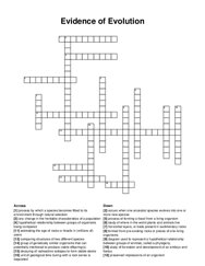 Evidence of Evolution Crossword Puzzle