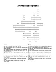Animal Descriptions crossword puzzle