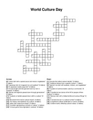 World Culture Day crossword puzzle