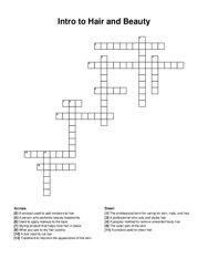 Intro to Hair and Beauty crossword puzzle
