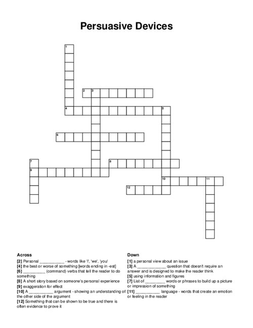 Persuasive Devices Crossword Puzzle
