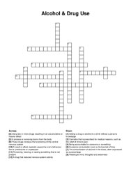 Alcohol & Drug Use crossword puzzle