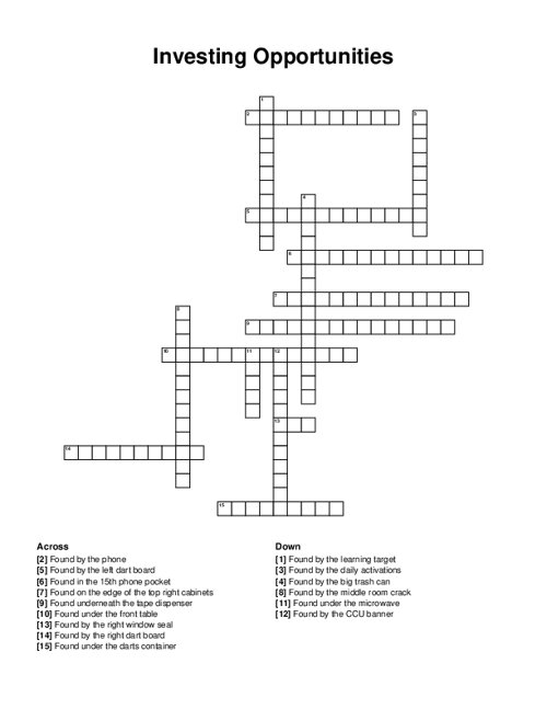 Investing Opportunities Crossword Puzzle