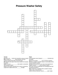Pressure Washer Safety crossword puzzle