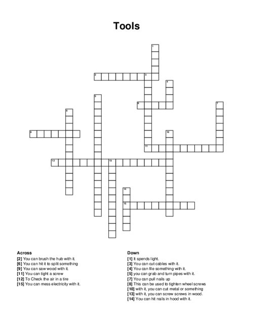 Tools Crossword Puzzle