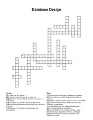 Database Design crossword puzzle