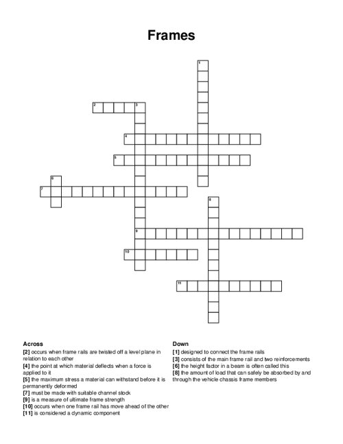 Frames Crossword Puzzle