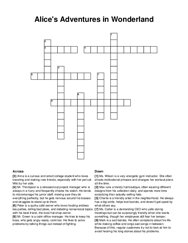 Alices Adventures in Wonderland crossword puzzle