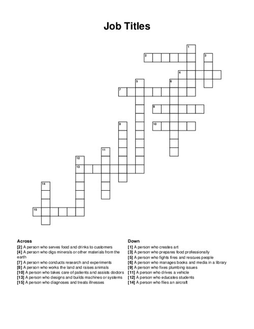 Job Titles Crossword Puzzle