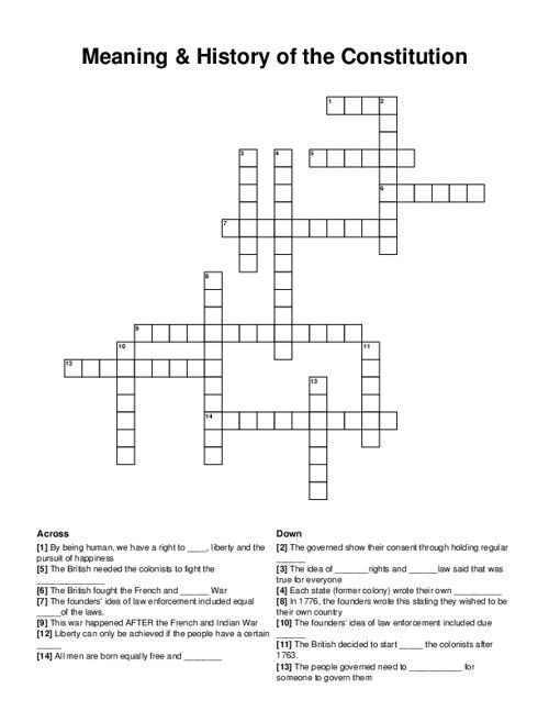 Meaning & History of the Constitution Crossword Puzzle
