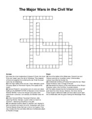 The Major Wars in the Civil War crossword puzzle