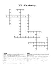 WW2 Vocabulary crossword puzzle