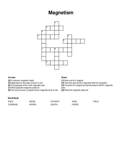 Magnetism Crossword Puzzle