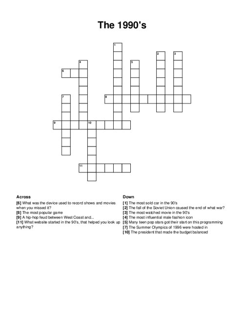 The 1990s Crossword Puzzle