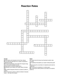 Reaction Rates crossword puzzle
