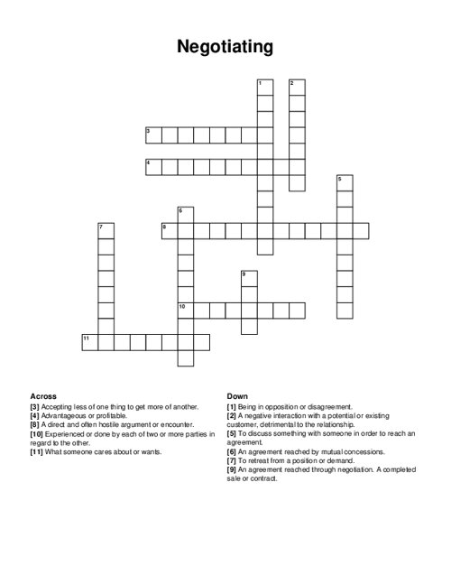 Negotiating Crossword Puzzle
