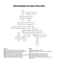 Generalized Anxiety Disorder crossword puzzle