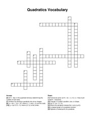 Quadratics Vocabulary crossword puzzle
