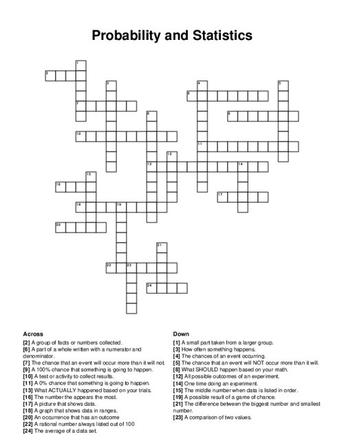 Probability and Statistics Crossword Puzzle