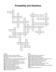 Probability and Statistics crossword puzzle
