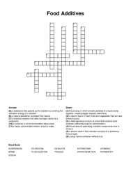 Food Additives crossword puzzle