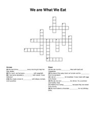 We are What We Eat crossword puzzle