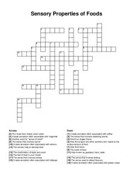 Sensory Properties of Foods crossword puzzle