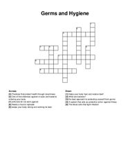 Germs and Hygiene crossword puzzle