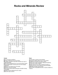 Rocks and Minerals Review crossword puzzle