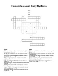 Homeostasis and Body Systems crossword puzzle