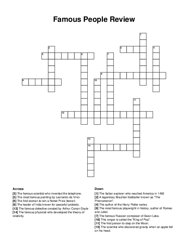 Famous People Review crossword puzzle