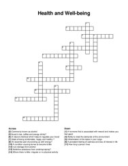 Health and Well-being crossword puzzle