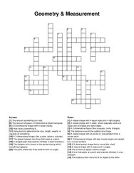 Geometry & Measurement crossword puzzle