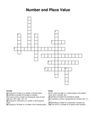 Number and Place Value crossword puzzle