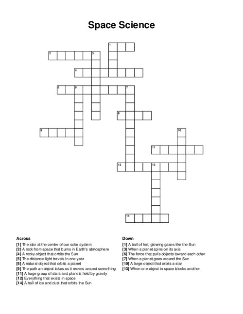 Space Science Crossword Puzzle