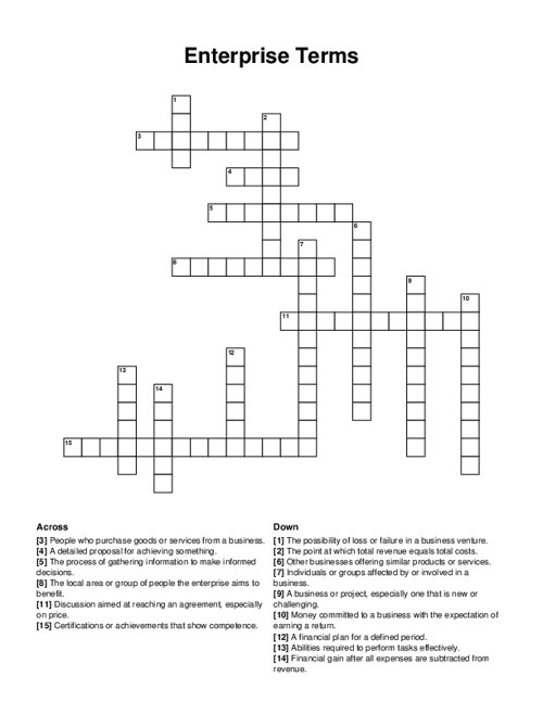Enterprise Terms Crossword Puzzle