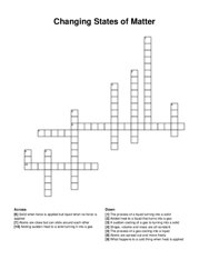 Changing States of Matter crossword puzzle