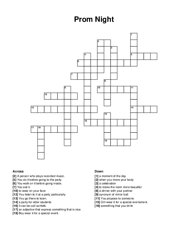 Prom Night crossword puzzle