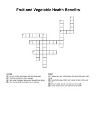 Fruit and Vegetable Health Benefits crossword puzzle