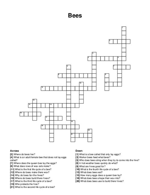 Bees Crossword Puzzle