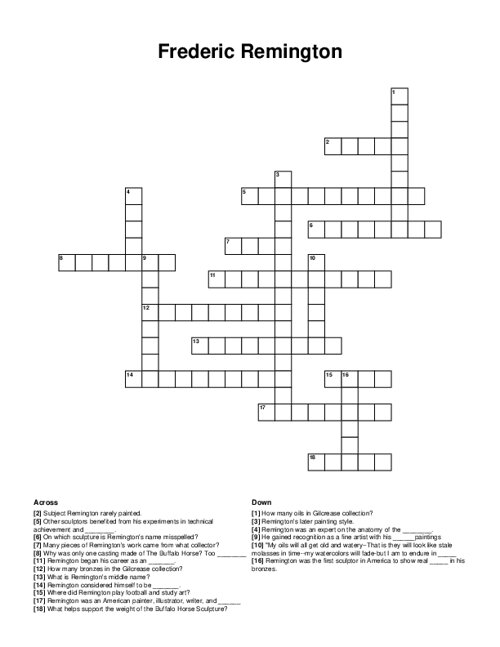 Frederic Remington Crossword Puzzle