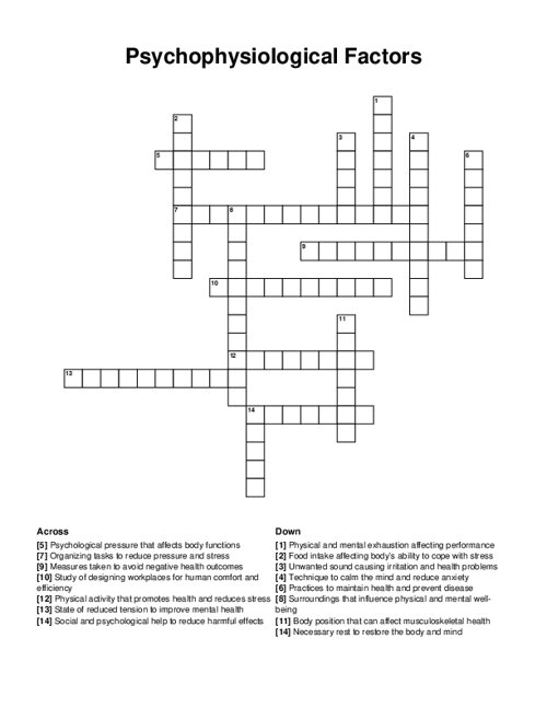 Psychophysiological Factors Crossword Puzzle
