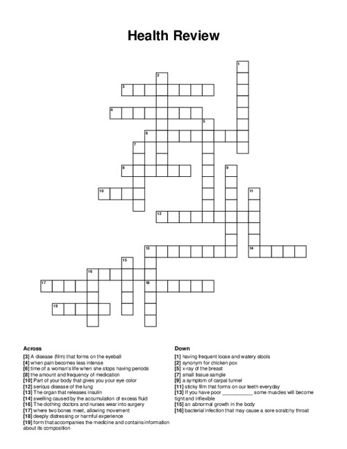 Health Review Crossword Puzzle