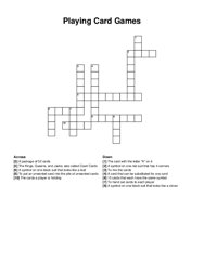 Playing Card Games crossword puzzle