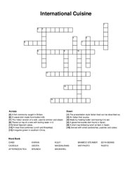 International Cuisine Crossword Puzzle