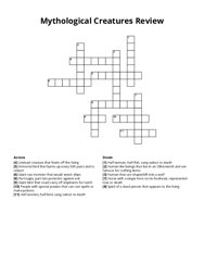 Mythological Creatures Review crossword puzzle